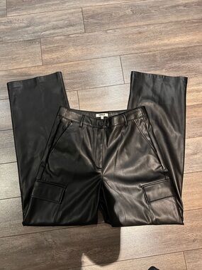 ONLY Black Faux Leather Cargo Pants